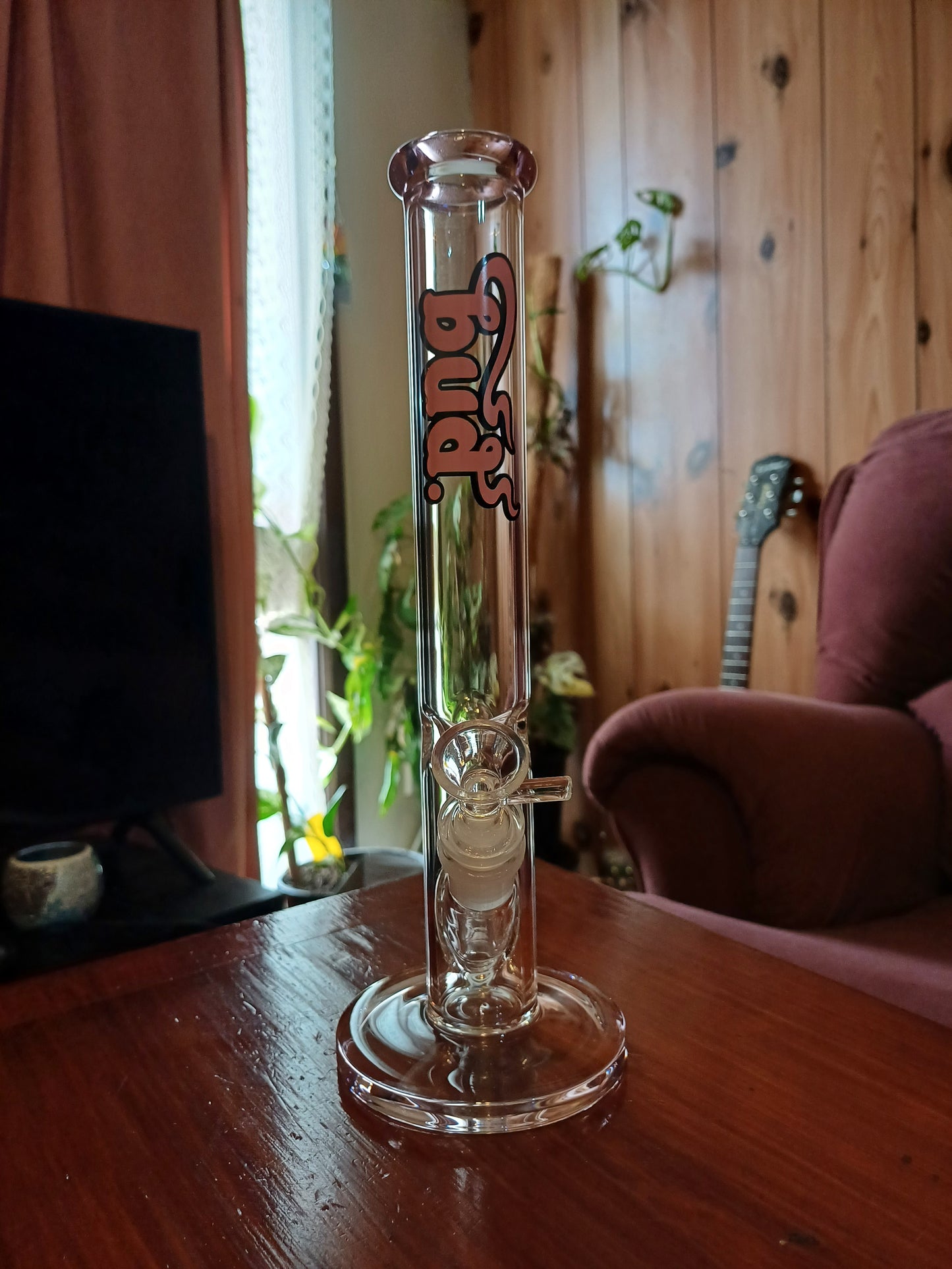 BUD PINK STRAIGHT TUBE BONG -  30CM