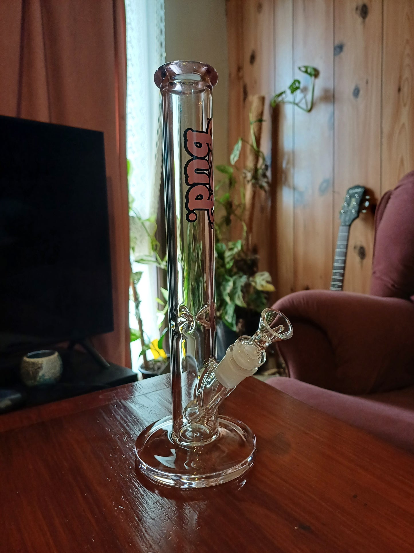 BUD PINK STRAIGHT TUBE BONG -  30CM