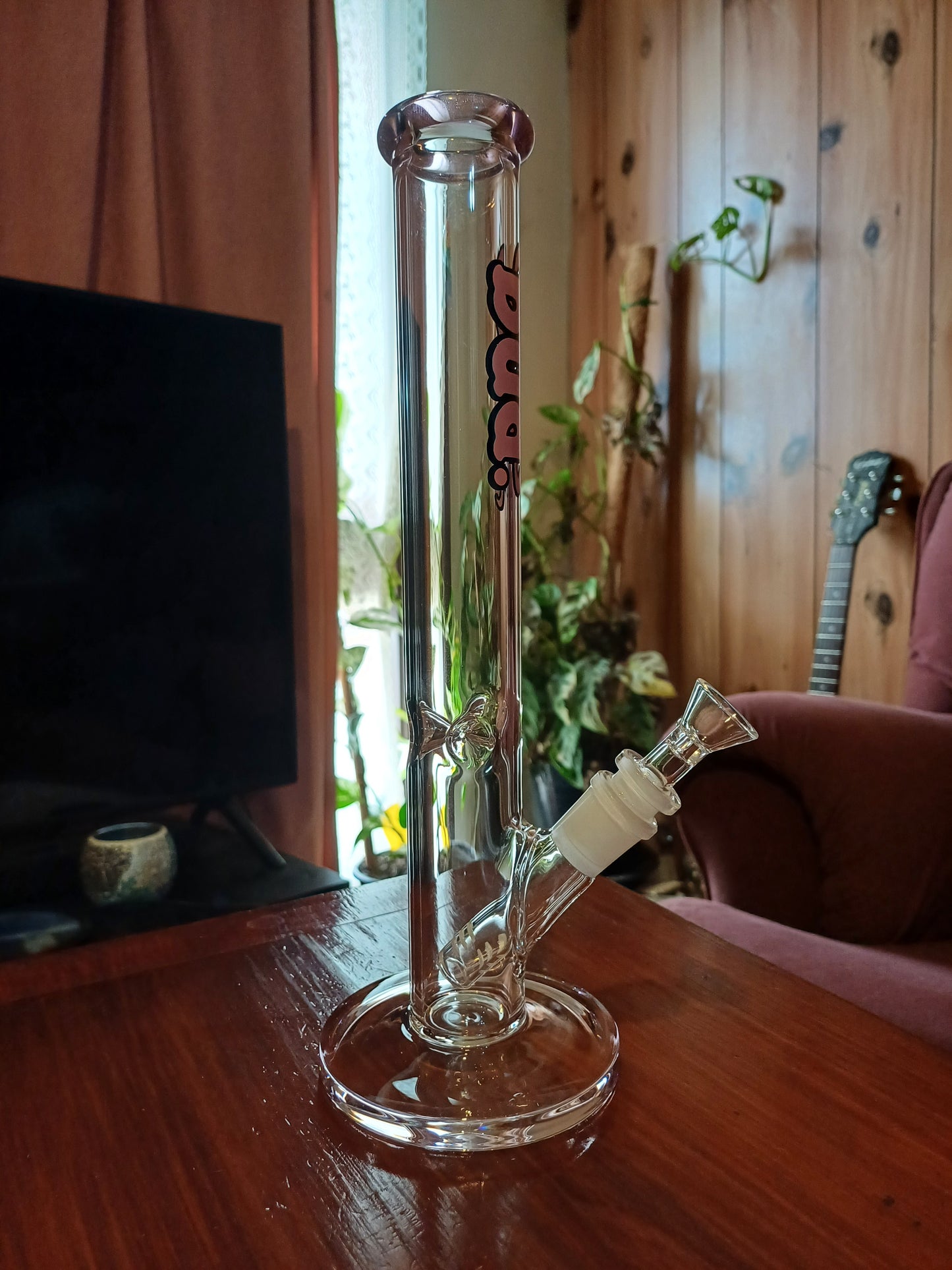 BUD PINK STRAIGHT TUBE BONG -  30CM