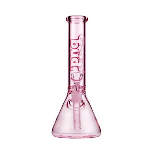 BUD PINK BEAKER BONG with glass stem & cone - 25CM