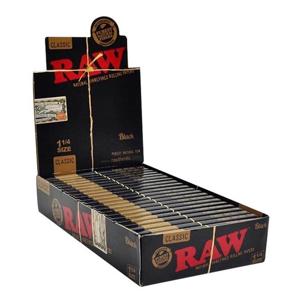 Raw Classic Black 1 1/4 Size Natural Unrefined Rolling Paper